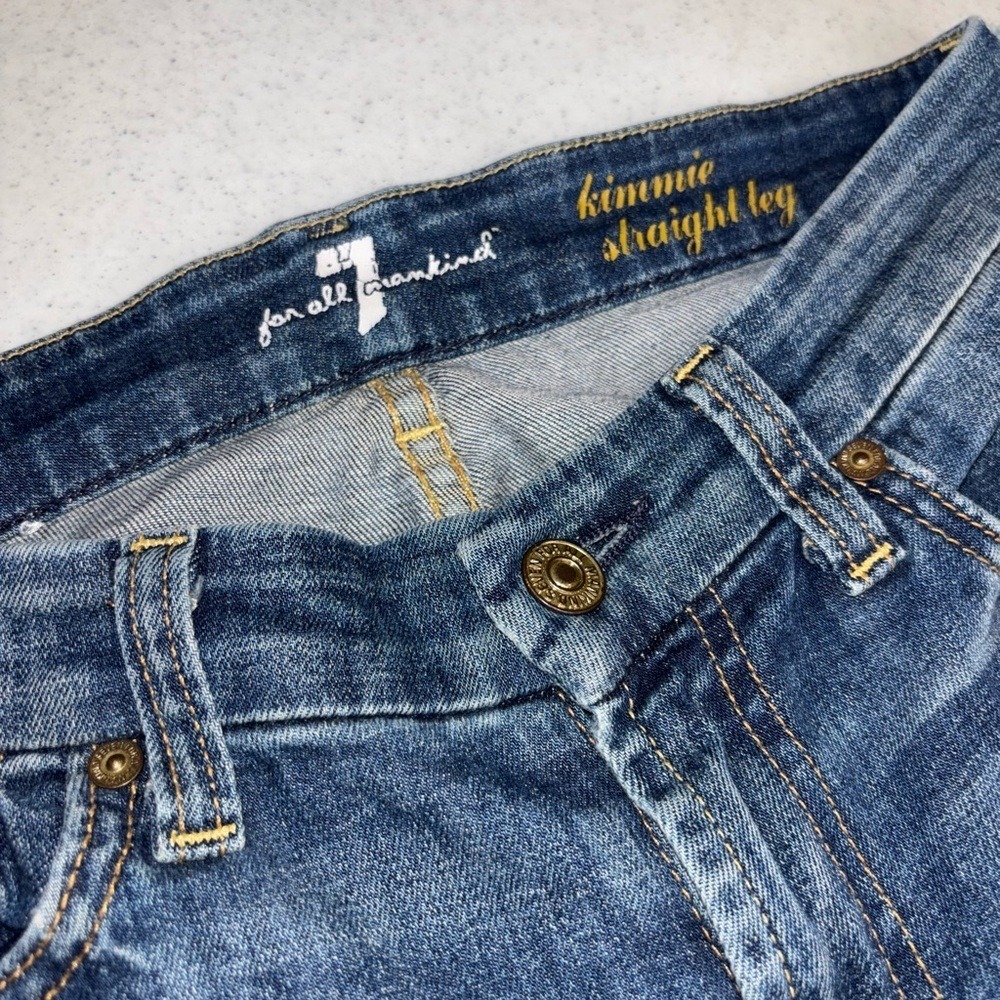 7 For All Mankind Kimmie Straight Leg Jeans Light Wash Size 0/2 - Picture 3 of 7